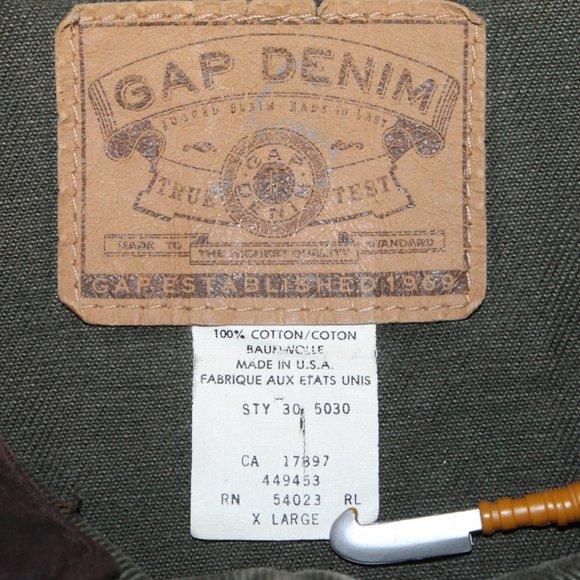 Vintage 90s GAP Denim Jacket w/ Leather Collar - Picture 4 of 6